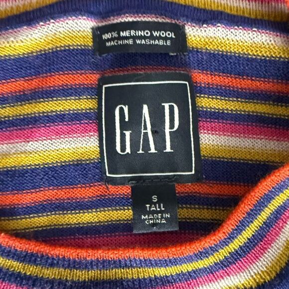 GAP Sweater 100% Merino Wool Stripe Sweater Small Tall - Picture 3 of 6
